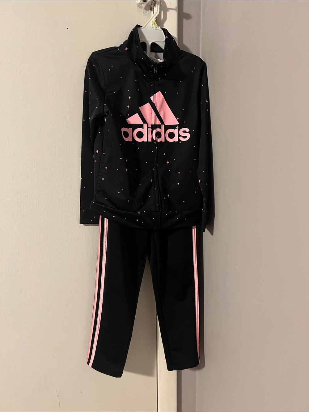 adidas Black & Pink Girls' Logo Track Jacket and Pants Set